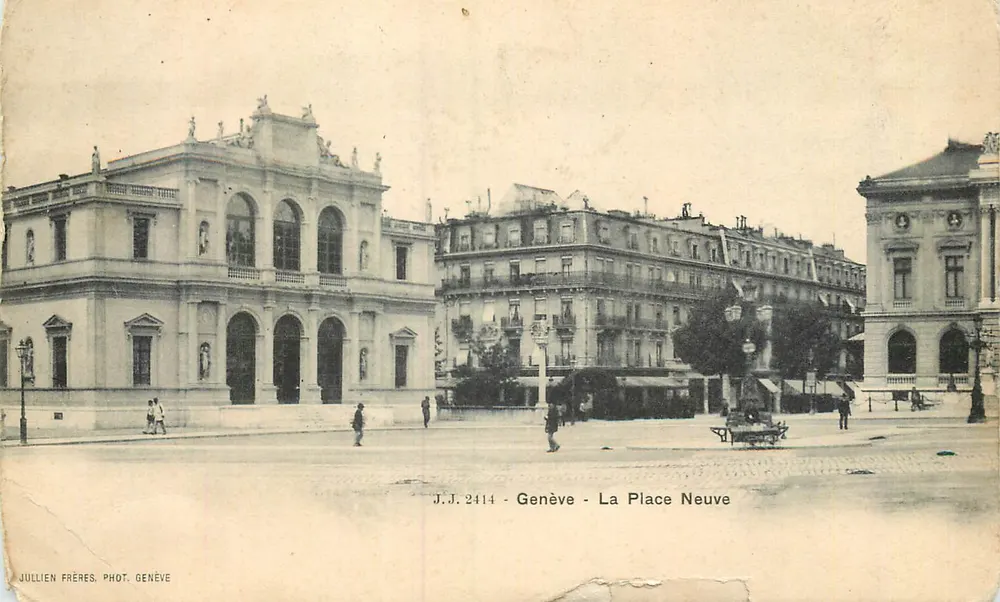 Genf - La Place Neuve — Jullien Frères, Phot. Genf, n° J.J. 2414 - Vorderseite