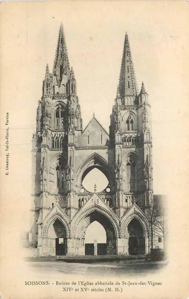 Soissons - Ruinen der Abteikirche St-Jean-des-Vignes - 14. und 15. Jahrhundert (M. H.) - Vorderseite