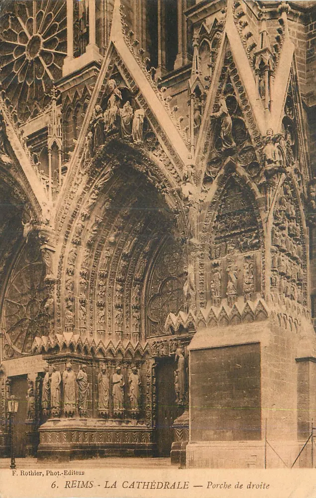 Reims - Die Kathedrale — Rechter Portal — F. Rothier, Foto-Verlag - Vorderseite