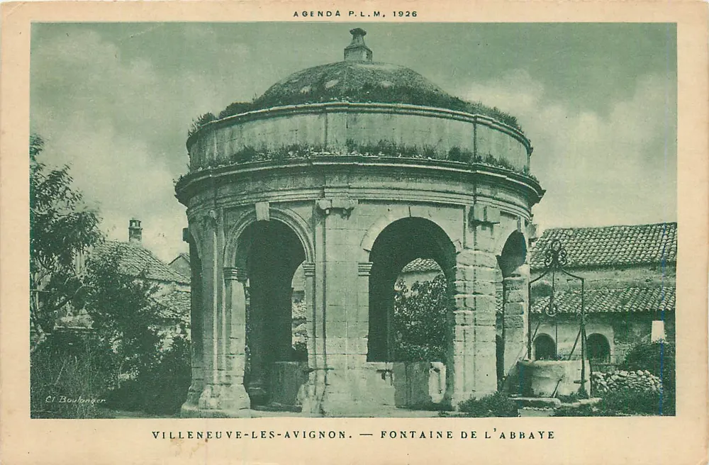 Villeneuve-lès-Avignon — Fontäne der Abtei — Cl. Boulonger, Agenda P.L.M. 1926 - Vorderseite