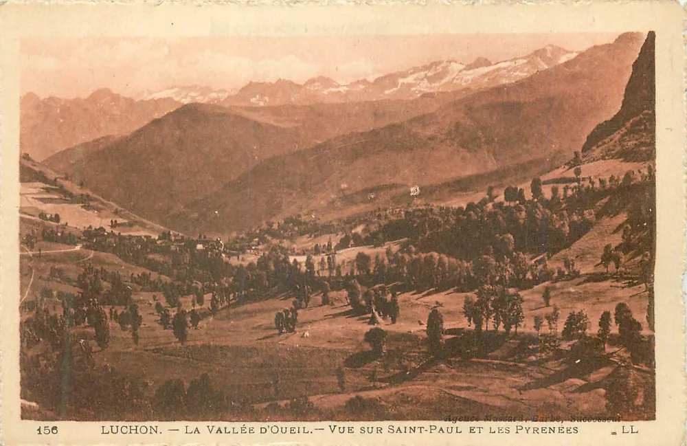 Luchon — Die Oueil-Tal — Aussicht auf Saint-Paul und die Pyrenäen — Agentur Grassard, Barbe, Nachfolger - Vorderseite