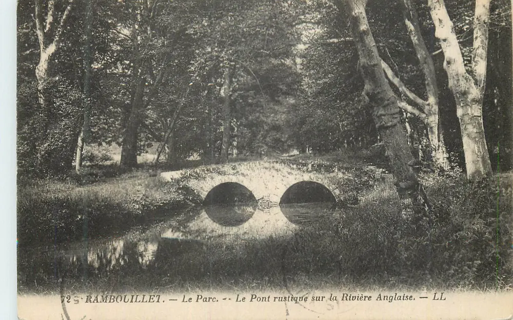 Rambouillet — Der Park — Der rustikale Brücke über den englischen Fluss — LL - Vorderseite