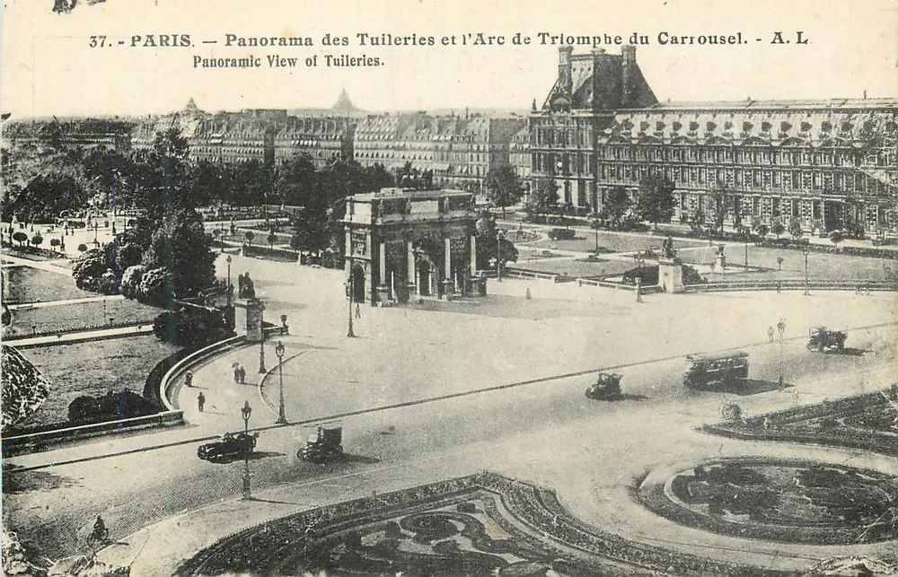 Paris — Panorama der Tuileries und des Arc de Triomphe du Carrousel — A.L. - Vorderseite