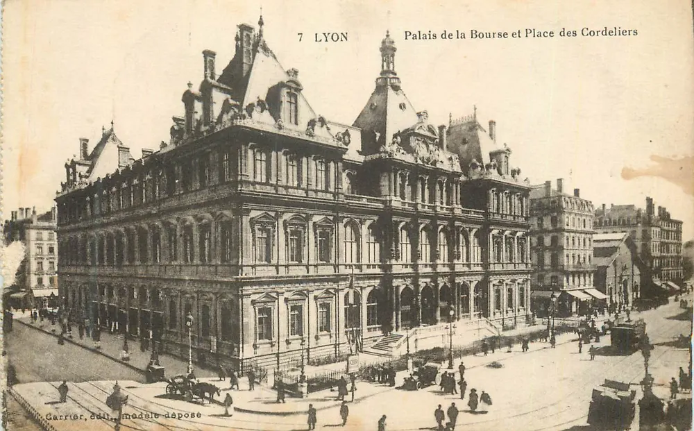 Palast der Börse und Place des Cordeliers — Lyon — Verlag Carrier, Modell angemeldet - Vorderseite