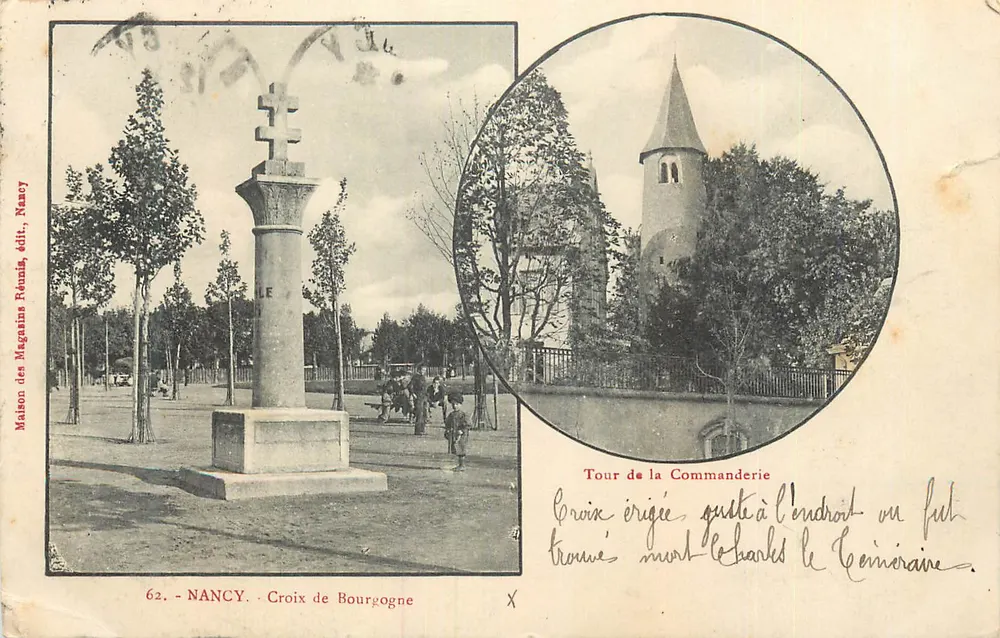 Nancy — Croix de Bourgogne et Tour de la Commanderie — Maison des Magasins Réunis, édit. - Frente