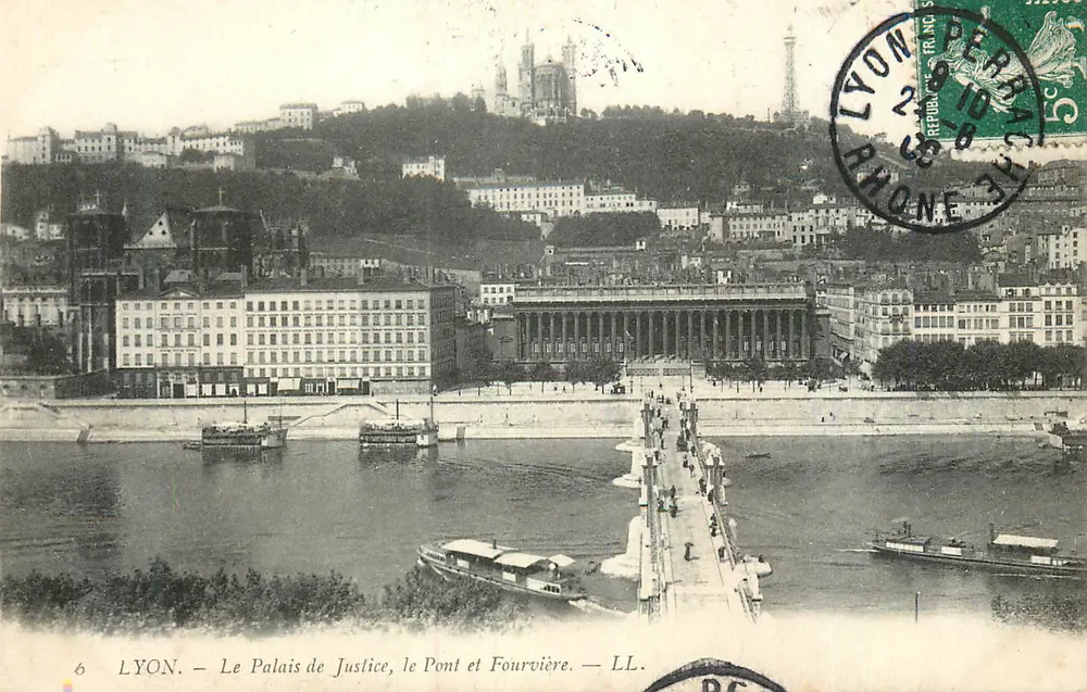LYON. — Das Justizpalast, die Brücke und Fourvière. — LL. - Vorderseite