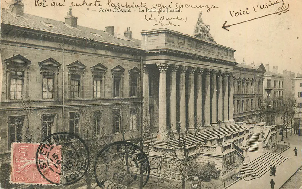 Saint-Étienne — Le Palais de Justice (édifice à colonnades) — éditeur inconnu - Frente