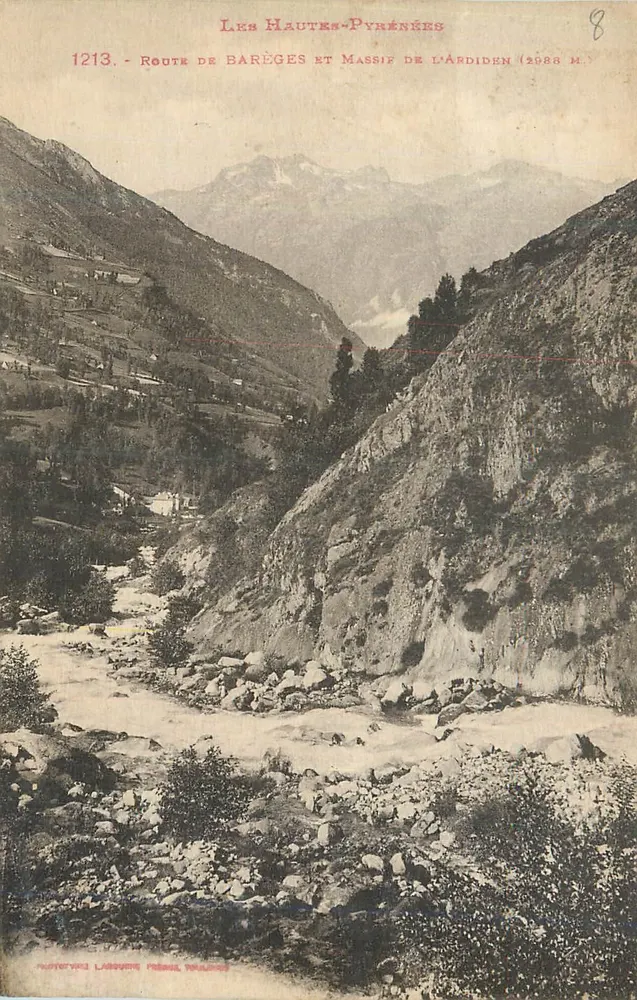 Estrada de Barèges e Massif de l'Ardiden (2988 m) — As Altas Pirineus — Fototipia Labouré, Pradel, Philalp - Frente