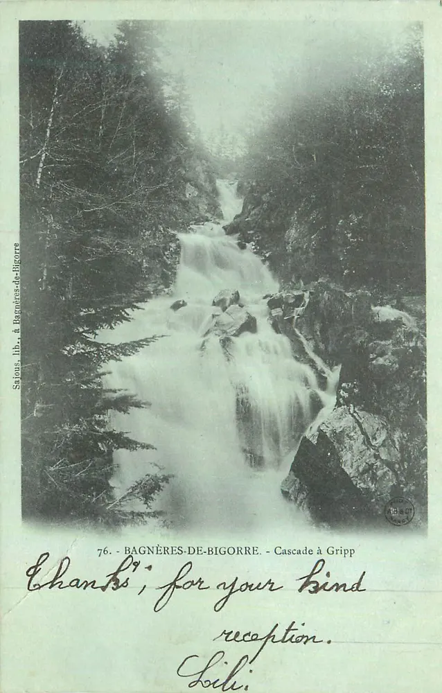 Bagnères-de-Bigorre - Cascata de Gripp - Saïous, lib., em Bagnères-de-Bigorre, n°76 - Frente