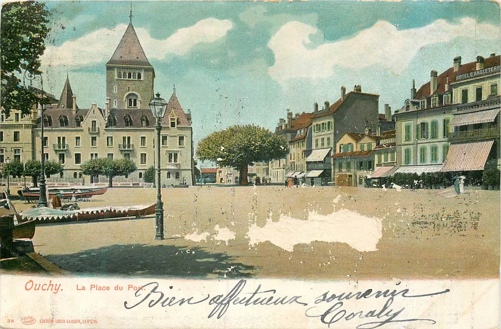 Ouchy — Het plein van de Haven — Uitgave Louis Glaser, Leipzig - Voorkant