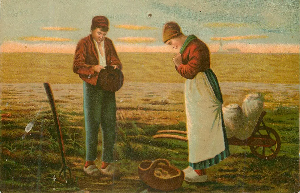 Dwie kobiety na polu — scena zbioru — wydawca nieznany - Awers