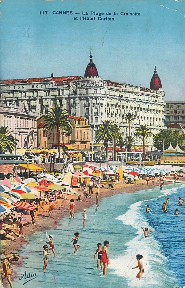 CANNES — La Plage de la Croisette und das Hotel Carlton — Adlia, n°117 - Vorderseite