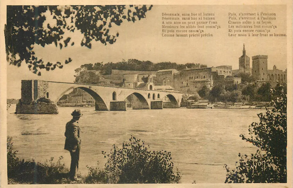 Brücke der Isère in Lyon — Ansicht mit Gedicht — unbekannter Verleger - Vorderseite