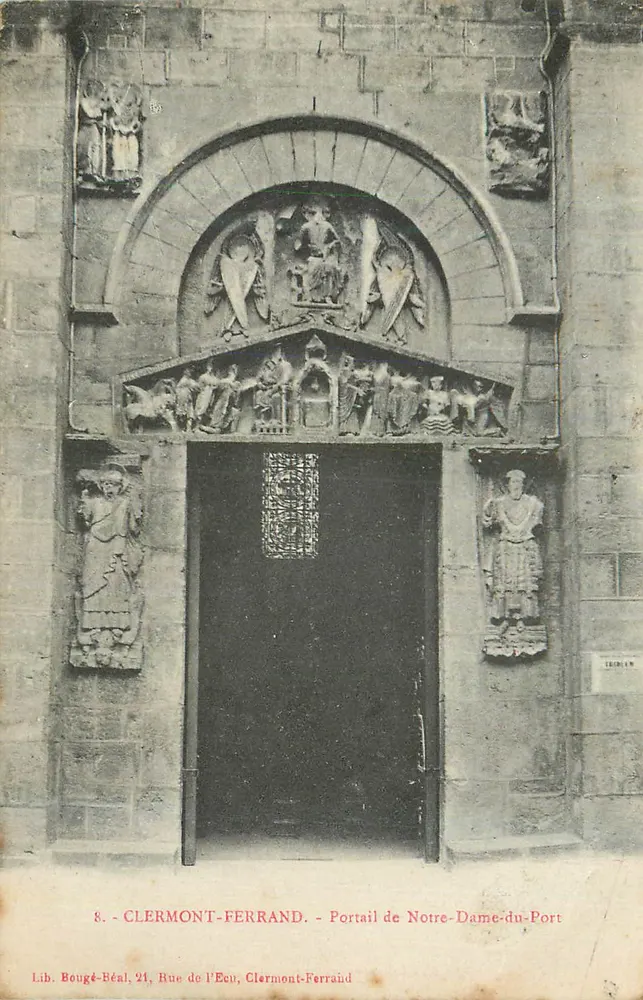 Clermont-Ferrand — Portal der Notre-Dame-du-Port — Lib. Bougé-Béal, 21 Rue de l'Écu - Vorderseite