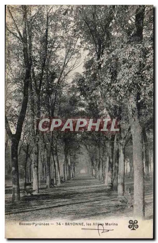 Bassés-Pyrénées — 74 — BAYONNE, as Alées Marinha — editor M. L. 64 - Frente