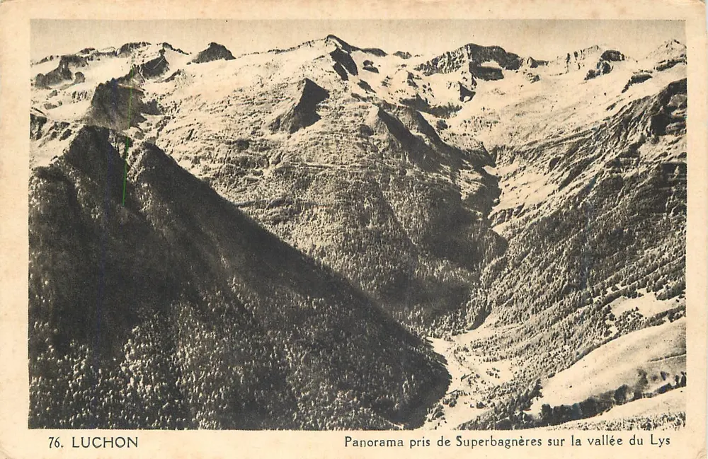 Panorama vom Superbagnères über das Tal des Lys — Luchon, Serie 76 - Vorderseite