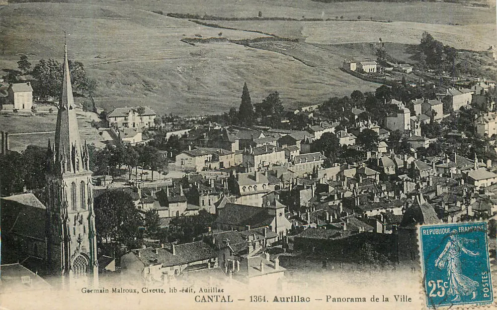 Aurillac — Panorama da Cidade — Germain Malroux, Civette, lib.-édit. - Frente