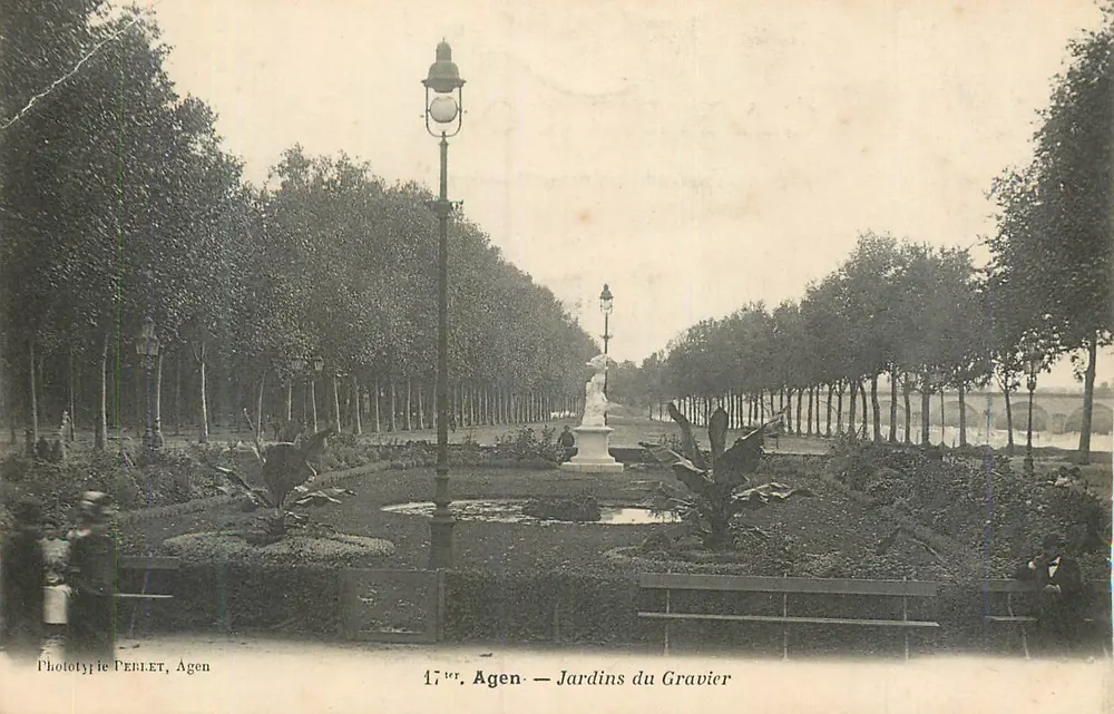 Agen — Jardins do Gravier — Fototipia DEBLET, Agen - Frente