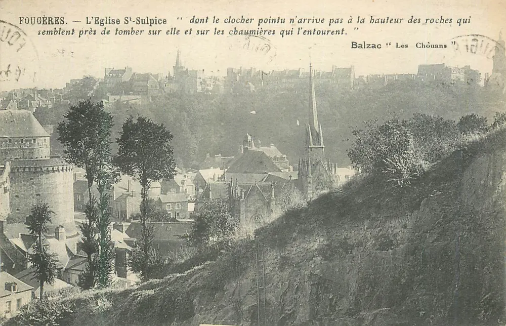 Fougères — L'Église Saint-Sulpice — citation de Balzac « Les Chouans » - Frente