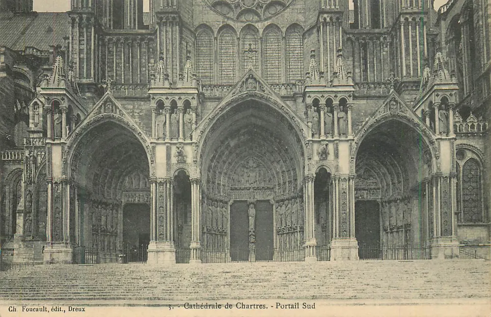 Catedral de Chartres - Portal Sul — Ch. Foucault, editor, Dreux - Frente