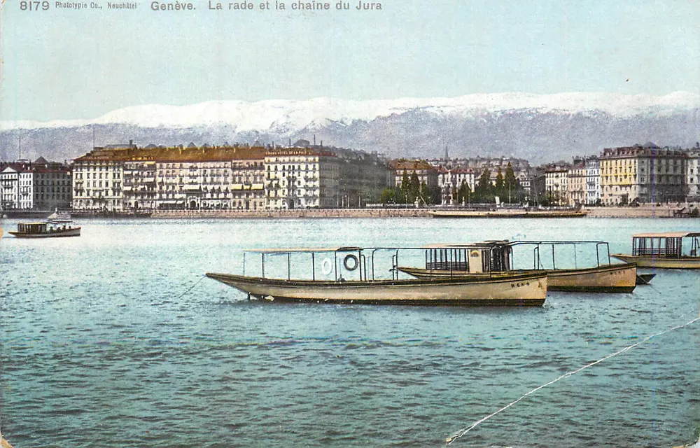 Genf. Der Hafen und die Jura-Kette — Phototypie Co., Neuchâtel, Nr. 8179 - Vorderseite