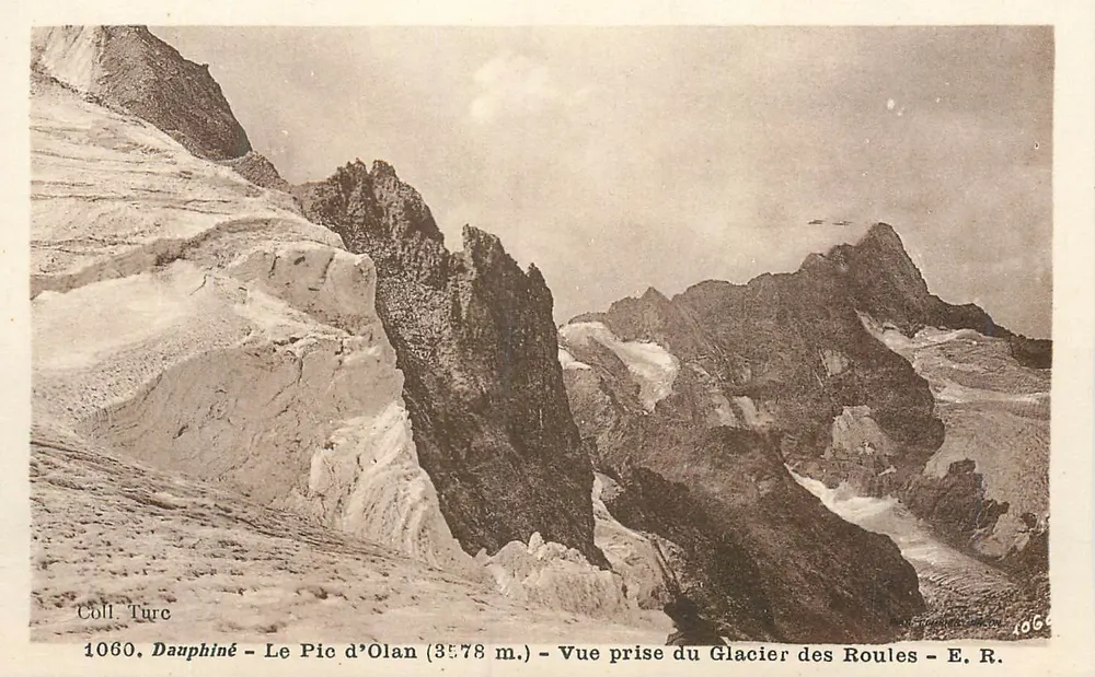 Dauphiné - Der Pic d'Olan (3578 m.) - Ansicht von der Glacier des Roules - E. R. - Vorderseite