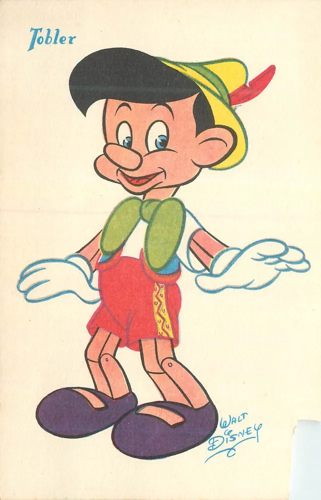 Pinóquio — desenho animado Walt Disney — editor Tobler - Frente