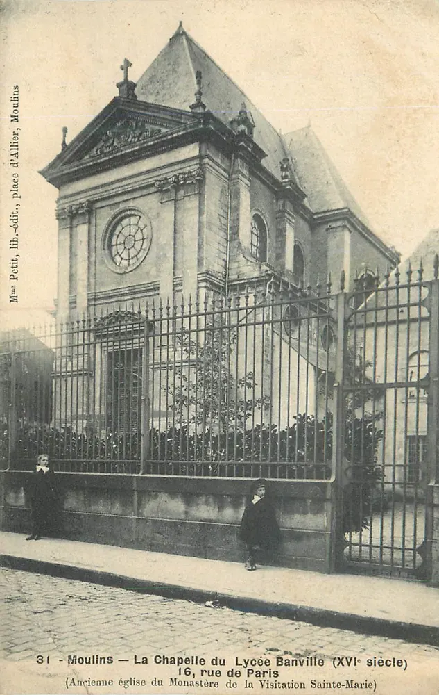Moulins — Kapelle des Lyceums Banville (16. Jahrhundert) — ehemalige Kirche des Konvents der Visitation Sainte-Marie - Vorderseite