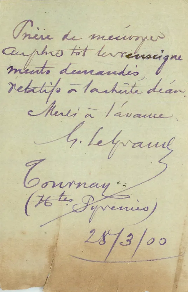 Courmayeur (Hautes-Pyrénées) — Anfrage bezüglich des Abschlusses eines Gebäudes — G. Lefranc - Vorderseite