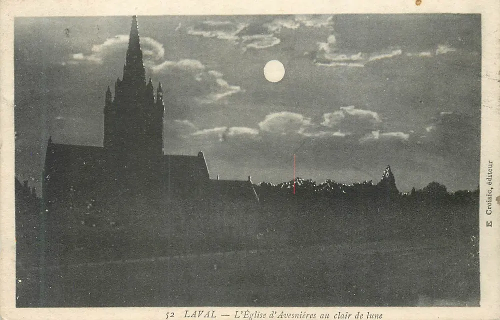 Die Kirche von Avesnières bei Mondlicht — La Vallée — Verlag E. Croisio, Nr. 52 - Vorderseite