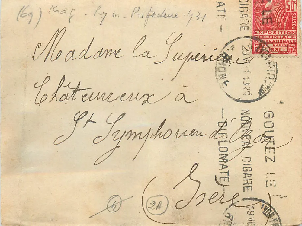 Châteaurenoux — Brief an die Superiorin von Saint-Symphonien — Gouëtze, 29/07/1931 - Vorderseite