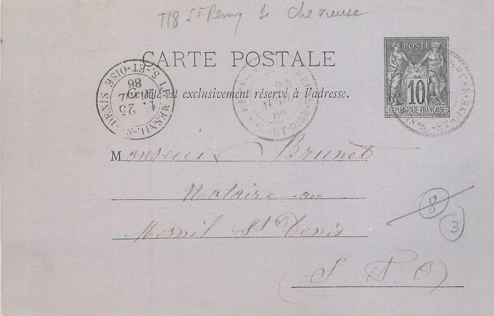 Saint-Rémy-la-Chèvre — Ansichtskarte mit 10-Cent-Stempel und Poststempel von Saint-Étienne - Vorderseite