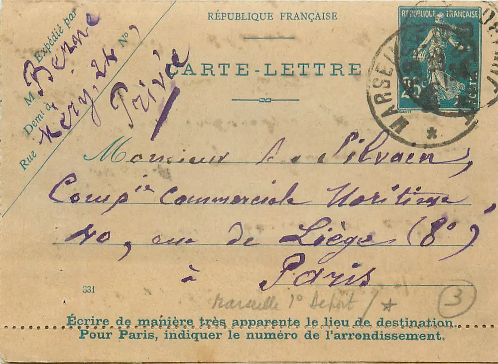 Briefkarte an Liège — Französische Republik - Vorderseite