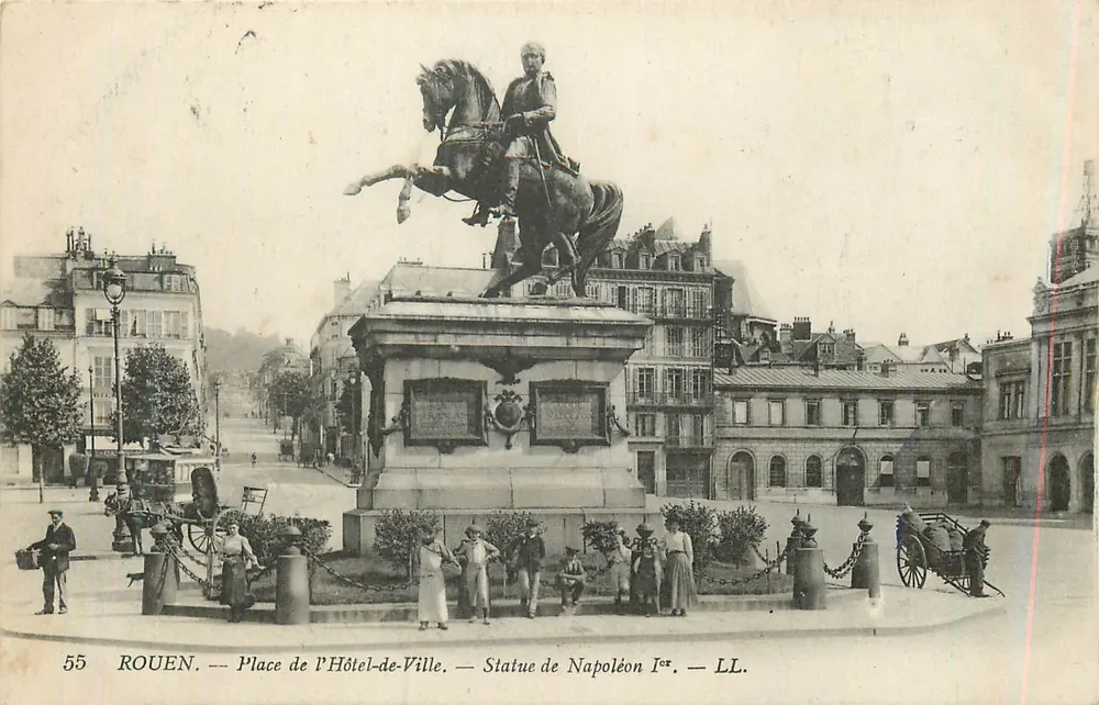 Rouen — Place de l'Hôtel-de-Ville — Statue de Napoléon Ier — LL. - Vorderseite