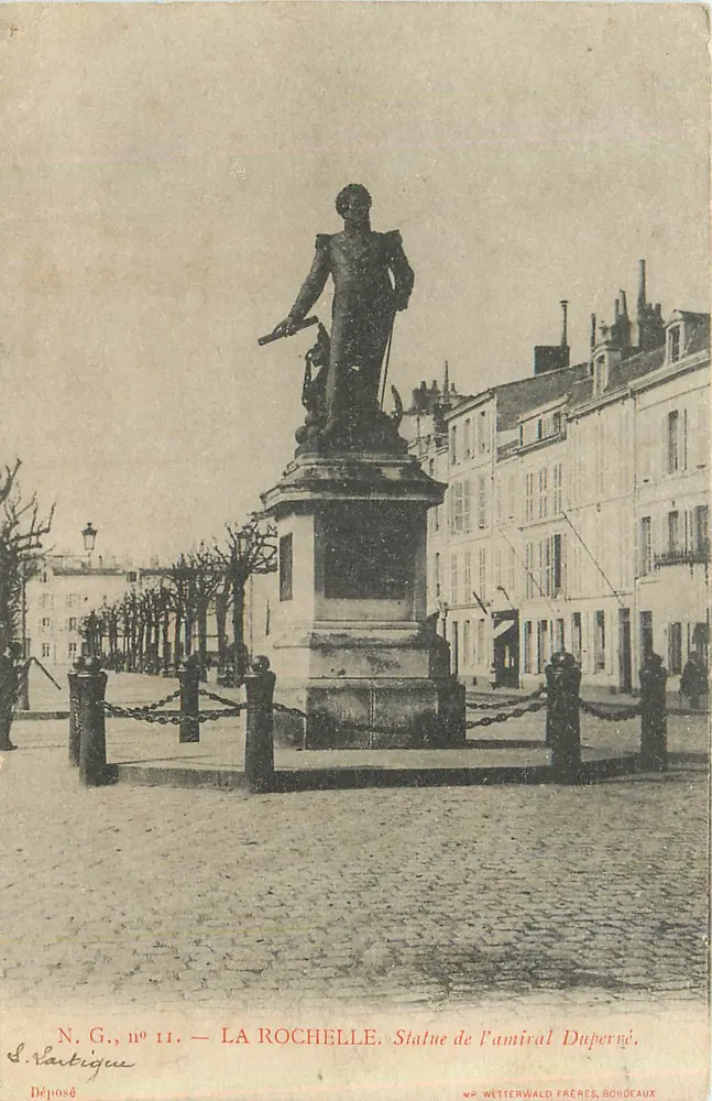 La Rochelle — Estátua do admiral Duperré — N.G., n° 11 — Editor Wetterwald Frères, Bordeaux - Frente