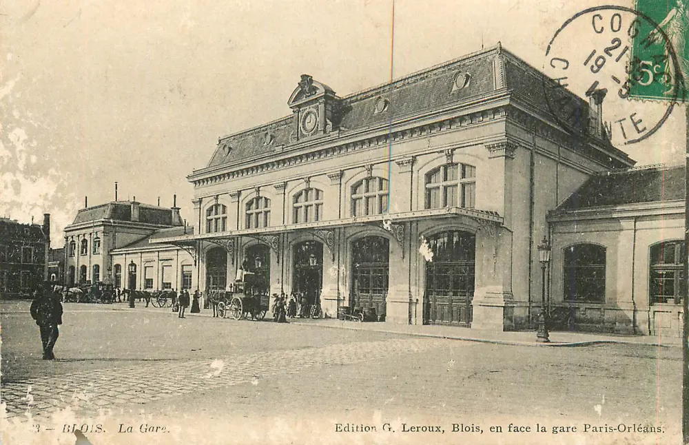 Blois — La Gare — Édition G. Leroux, Blois, en face la gare Paris-Orléans - Frente