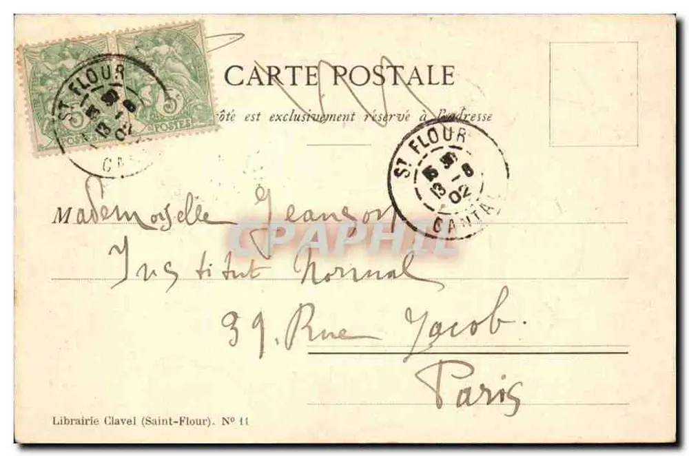 Le Cantal. Camponeses de Sarthe — J. — N° 11 - Verso