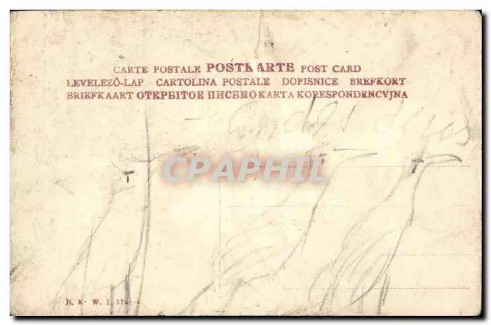 Mulher em vestido branco segurando um buquê — Émile Mail — B.K. W. I. 170-4 - Verso