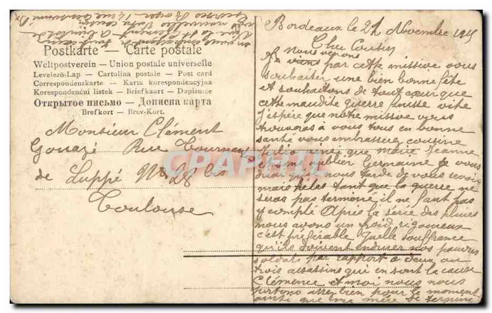Frau mit dem Kleeblatt — Saint-Clément — Verlag: C. G. B. (Nr. 1374) - Rückseite