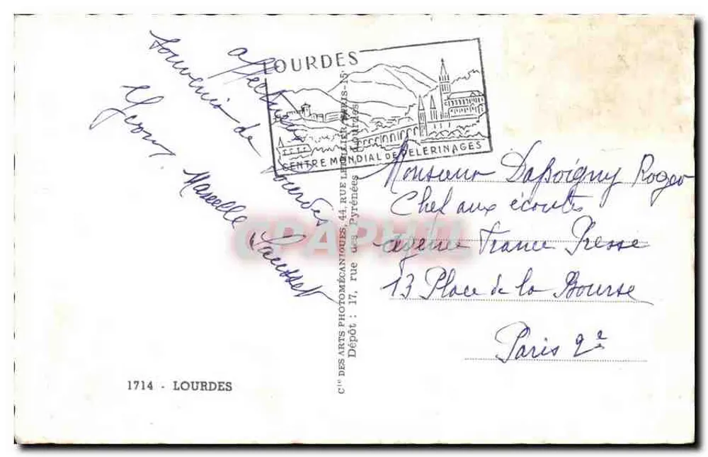 Uma lembrança de Nossa Senhora de Lourdes — C'° des Arts Photocanaves, Lourdes - Verso