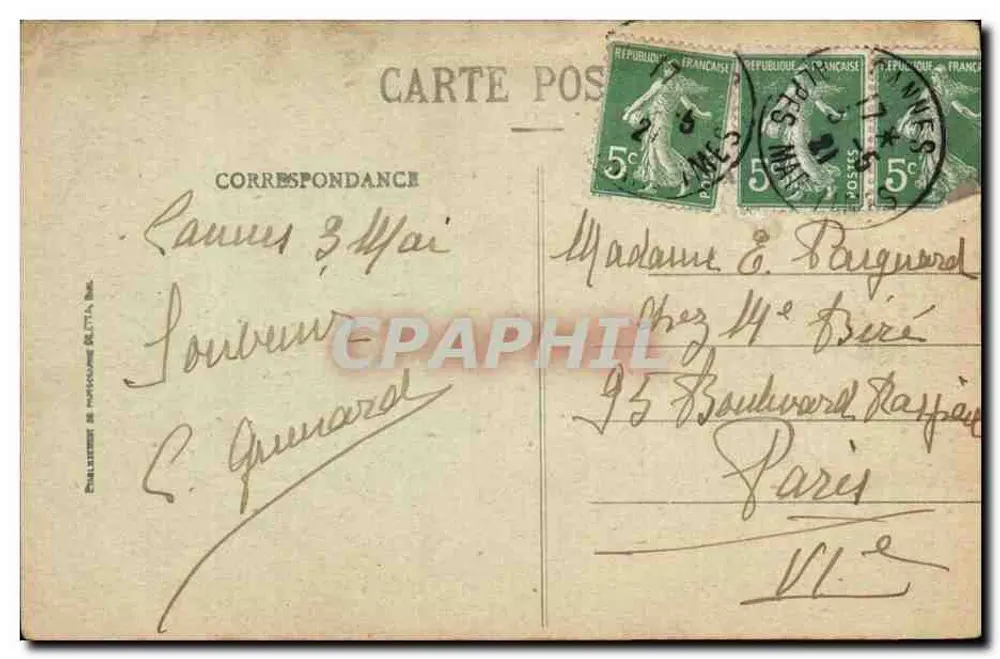Cannes - Palmen des Rathauses und der Mont Chevalier — Verlag Camp, Paris, Nr. 429 - Rückseite