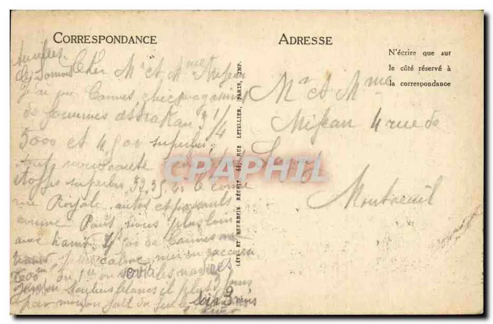 Cannes — Promenade de la Croisette — LL, n° 252 - Verso
