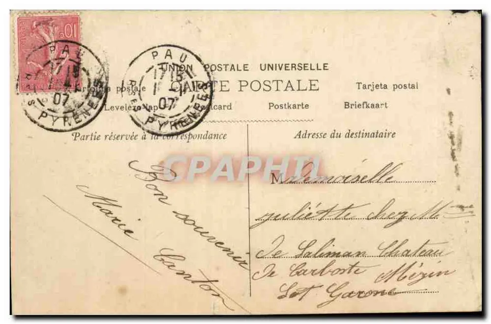 Junge Frau — Frohe Neujahr — René Roubaut, n°1643 - Rückseite