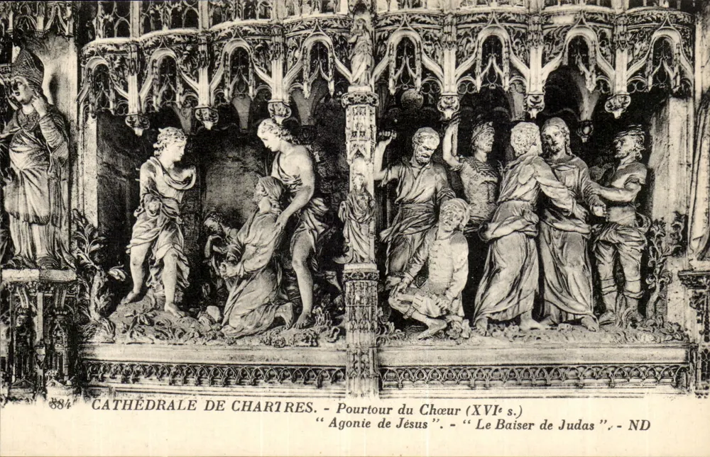 Kathedrale von Chartres — Umkreis des Chors (16. Jahrhundert) — "Agonie Jesu" — "Der Kuss Judas" — ND - Vorderseite