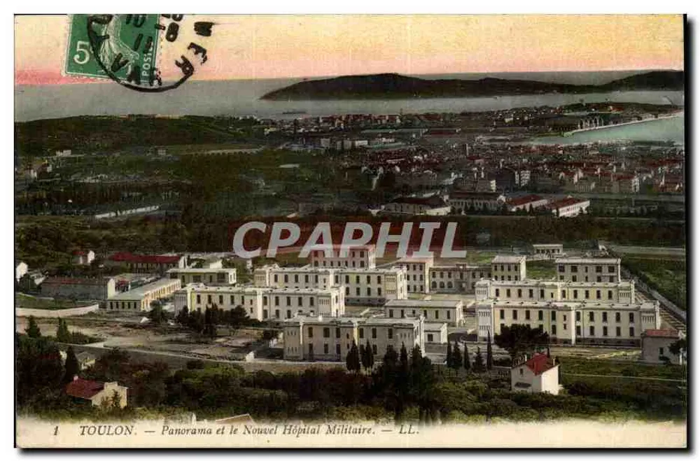 Toulon — Panorama und das Neue Militärkrankenhaus — LL. - Vorderseite
