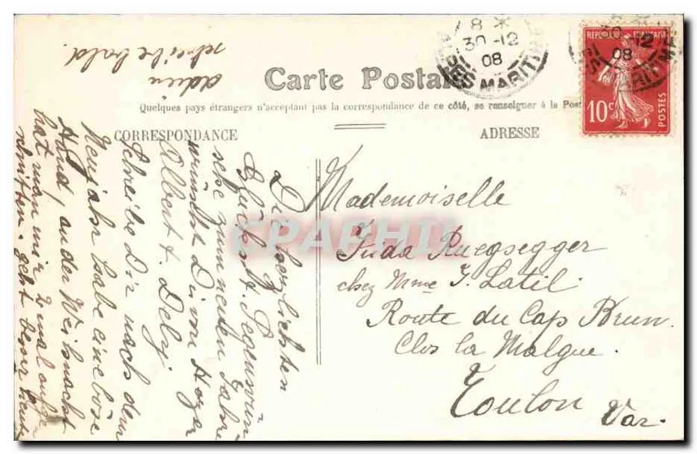 Nice — Avenida Félix Faure — Edição Picard, N°38 - Verso