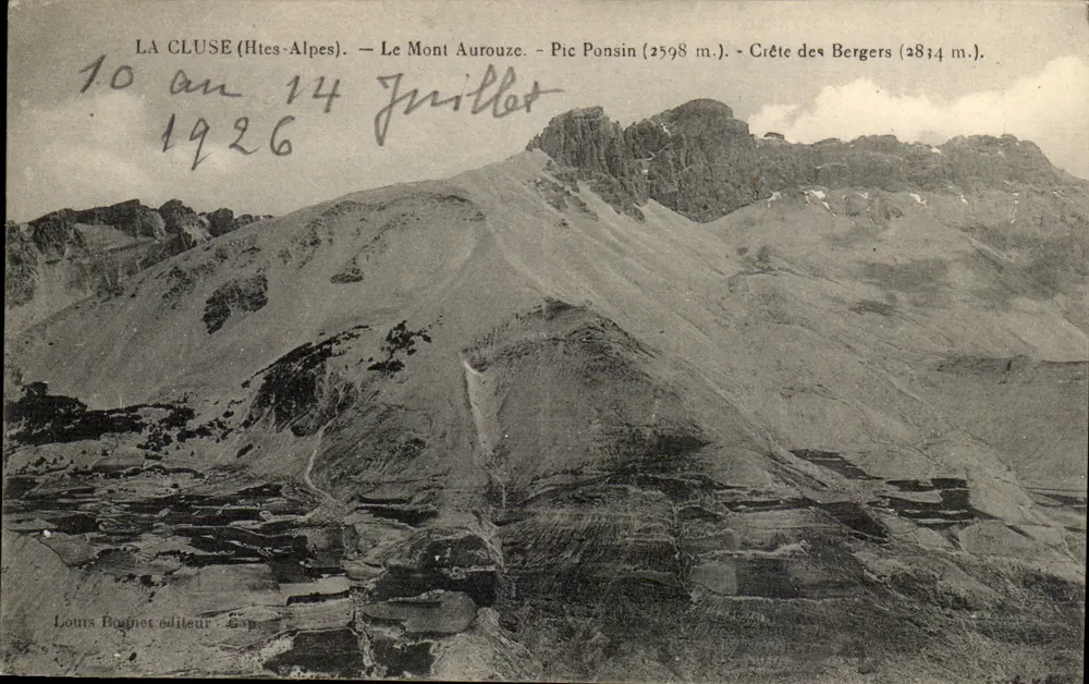 La Cluse (Hautes-Alpes) — Mount Aurouze, Pic Ponsin (2598 m.), Crête des Bergers (2834 m.) — Louis Bouquet Verlag, Gap - Vorderseite