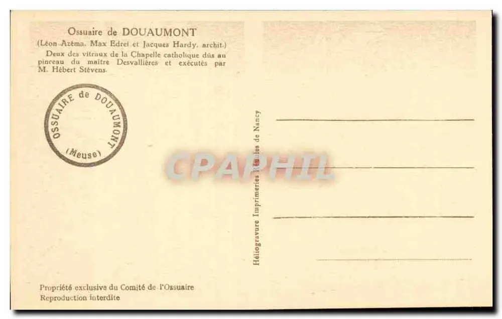 Ossuário de Douaumont — Dois vitrais da capela católica — Heliógrava - Verso