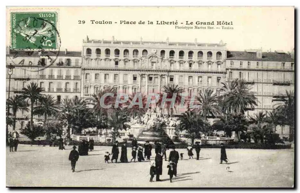 Toulon - Place de la Liberté - Das Grand Hotel — Phototypie Marins Bar, Toulon - Vorderseite