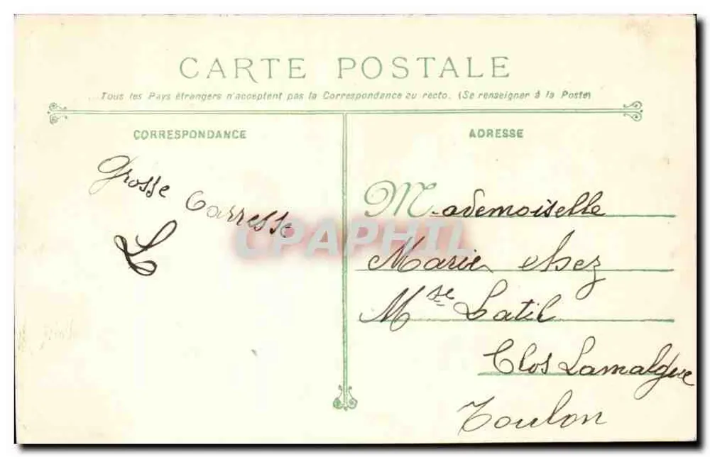 Toulon - Place de la Liberté - Das Grand Hotel — Phototypie Marins Bar, Toulon - Rückseite